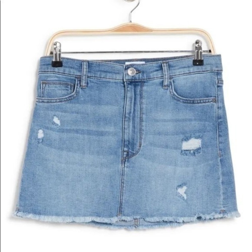 Hudson Vivid Distressed Blue Denim Mini Skirt Size 25 NWT